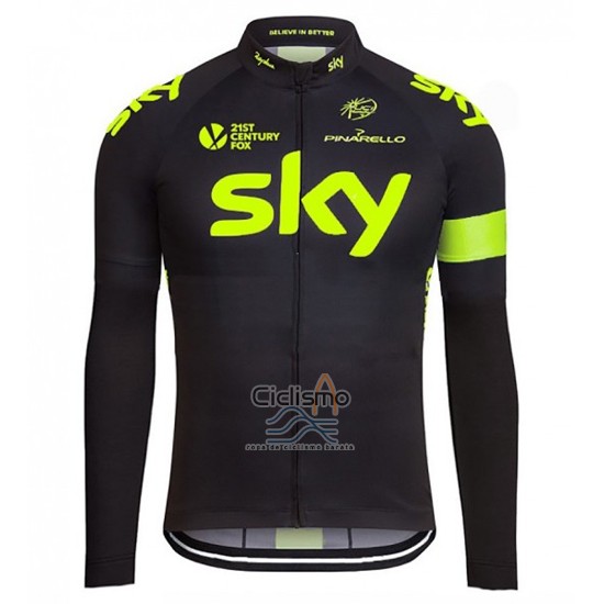 Sky Ropa Ciclismo Culotte Largo 2016 Mangas Largas Verde y Negro